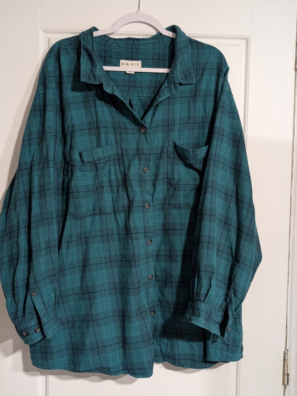 Ava & Viv Teal Plaid Flannel